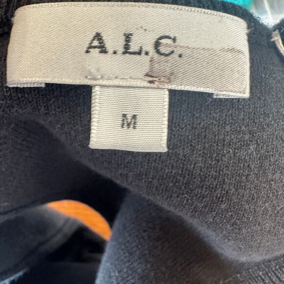 A.L.C. Black Ribbed Knit Midi Tank Dress MEDIUM Bodycon Racerback Designer $285 - Picture 6 of 9